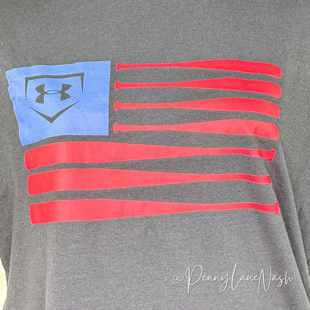 Under Armor Freedom American Flag Baseball T-shirt Black - Picture 10 of 10